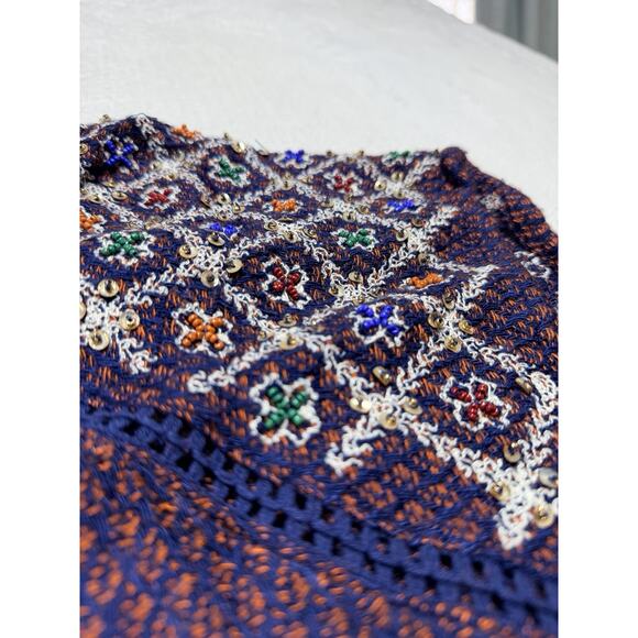 Free People Bead It Midi Dress Sz Large Purple Orange Woven NWT Boho Festival - Picture 9 of 12